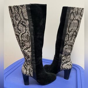 MRKT Tall Boots Women Size 8 Suede Snake Print Hallie Knee High Pull-on